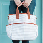 Gray Striped Canvas Diaper Bag - Baby Bear Outfitters