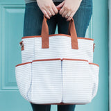 Gray Striped Canvas Diaper Bag - Baby Bear Outfitters