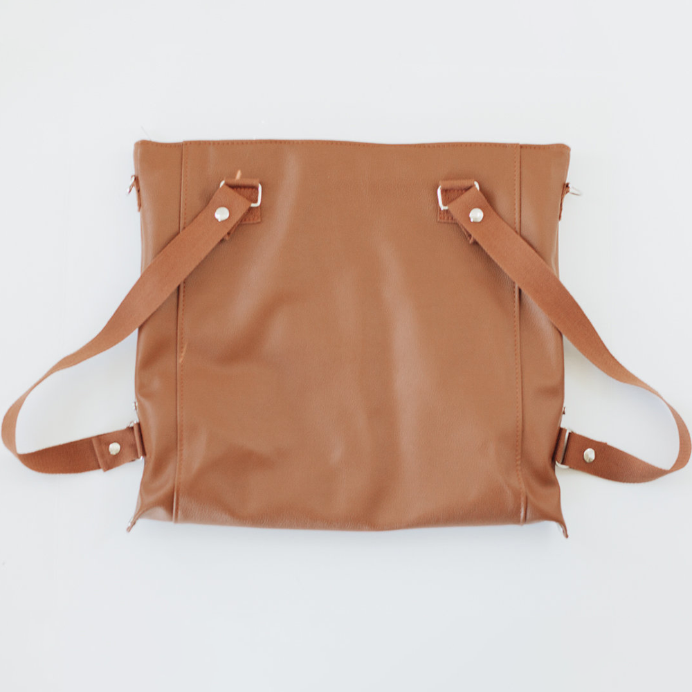 Vegan Leather Diaper Bag Tote | Removable Liner | Washable - Baby Bear Outfitters