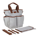 Gray Striped Canvas Diaper Bag - Baby Bear Outfitters