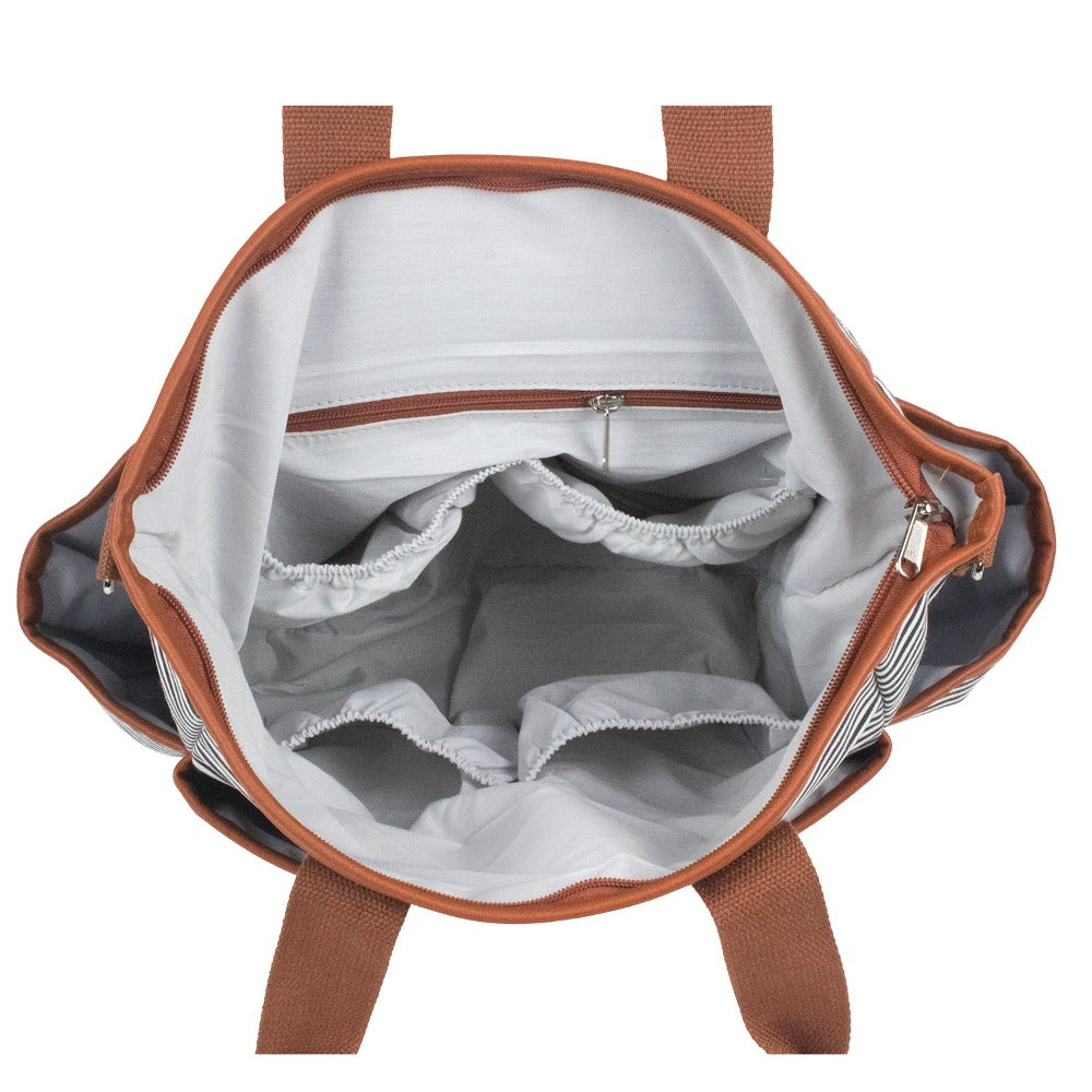 Gray Striped Canvas Diaper Bag - Baby Bear Outfitters