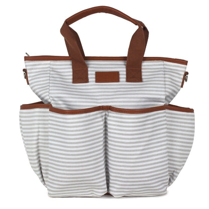 Gray Striped Canvas Diaper Bag - Baby Bear Outfitters