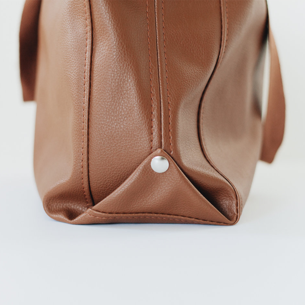 Vegan Leather Diaper Bag Tote | Removable Liner | Washable - Baby Bear Outfitters