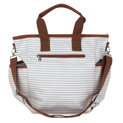 Gray Striped Canvas Diaper Bag - Baby Bear Outfitters